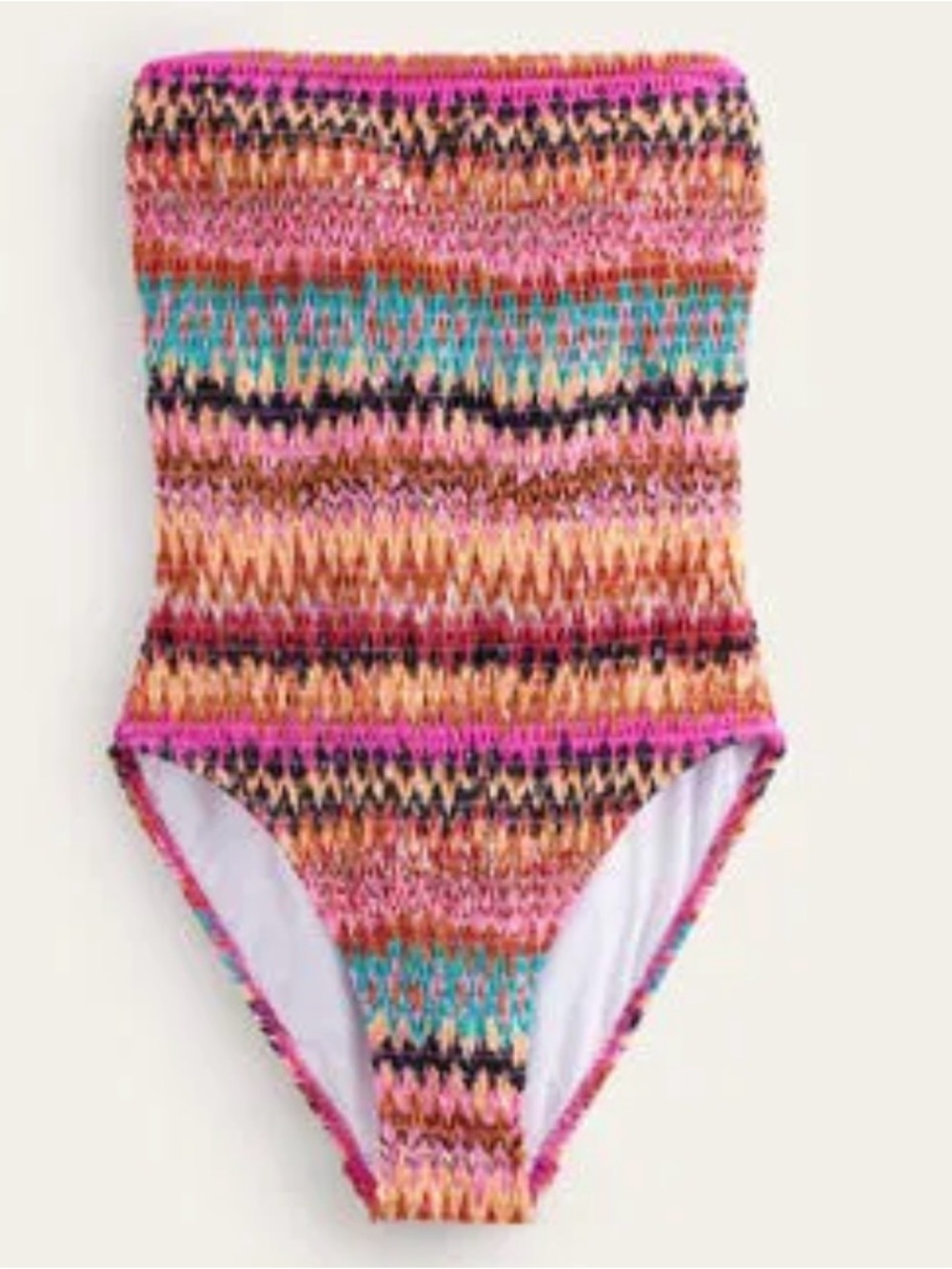 Boden Smocked Bandeau Swimsuit One Piece size 14